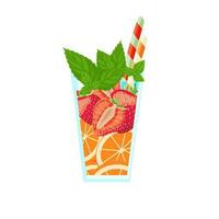 Vektor Illustration von ein erfrischend Cocktail mit Orange und Erdbeere, genießen das Geschmack von Sommer-