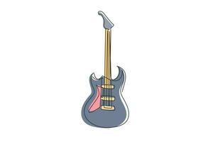 einzelne durchgehende strichzeichnung klassische ikone der e-gitarre. Ausrüstung für E-Gitarren-Bands. Musikinstrument-Vektorsymbol für Rock- und Hardcore-Titellied. eine linie zeichnen grafikdesignillustration vektor