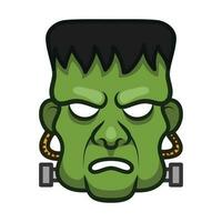 unheimlich Grün Frankenstein Maske. Halloween Symbol Vektor Illustration