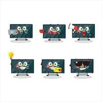 Alphabet auf Monitor Karikatur Charakter mit verschiedene Typen von Geschäft Emoticons vektor