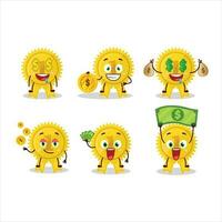 guld medalj band tecknad serie karaktär med söt uttryckssymbol föra pengar vektor