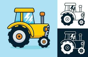 Gelb Traktor. Vektor Karikatur Illustration im eben Symbol Stil