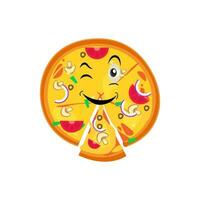Pizza Karikatur Charakter, Pizza Charakter Emotionen, Gesicht, Waffen und Beine. komisch Karikatur Figuren. modisch Illustration im retro Stil. Vektor kawaii Linie Karikatur Stil Illustration