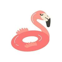 Sommer- Schwimmen Ring im gestalten von Rosa Flamingo. Gummi Rosa Vogel Symbol isoliert auf Weiß Hintergrund. Strand Urlaub, Ferien Konzept. Karikatur eben Illustration. vektor