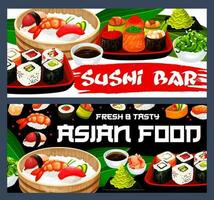 japanisch Sushi Rollen, Nigiri, hosomaki und Uramaki vektor