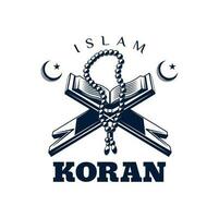 Koran Buch Symbol, Islam Koran und Perlen vektor