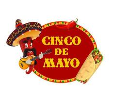 cinco de mayo vektor ikon. mariachi chili peppar