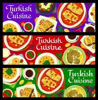 Türkisch Küche Speisekarte Mahlzeiten Banner, Vektor einstellen