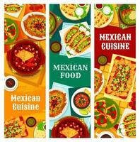 Mexikaner Essen Teller, Mexiko Küche Speisekarte Banner vektor