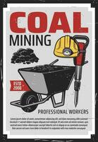 Kohle Bergbau, Bergwerk Arbeiter Ausgrabung Ausrüstung vektor