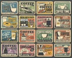 Cafe Plakate von Kaffee trinken Tasse, Espresso Maschine vektor