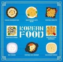 Koreanisch Küche Vektor Essen Korea, Karikatur Speisekarte