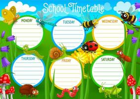 Schule Zeitplan, Planer mit Insekten Zeichen vektor