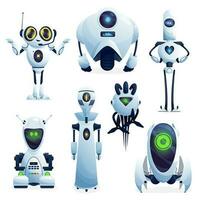 Karikatur Roboter, Vektor Cyborg Figuren, Spielzeuge einstellen