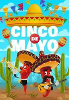 cinco de Mayo Vektor Poster, Karikatur Mariachi Band