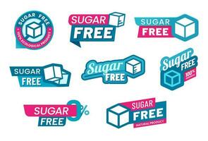 socker fri ikoner och etiketter, låg noll socker mat vektor