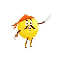 Zitrone Zitrusfrüchte komisch Pirat Emoticon mit Schwert Haken vektor