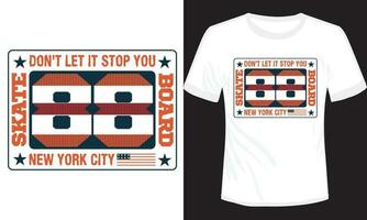 modern skateboard 1988 t-shirt vektor design, redo till skriva ut sk8 t-shirt vektor illustration ny york stad