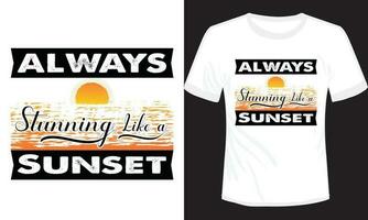 Sonnenuntergang Strand mit Palme Bäume Vektor modern T-Shirt Illustration Design, Strand T-Shirt Design