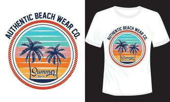 authentisch Strand Sommer- T-Shirt Design Vektor Abbildung