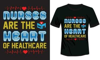 Krankenpflege ist eine Arbeit der Herz-T-Shirt-Designillustration vektor