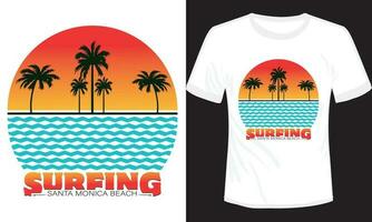 santa monica strand sommar t-shirt design vektor illustration