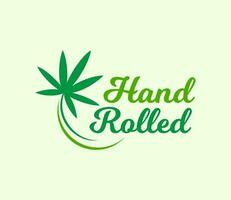 hand rullad hampa blad logotyp design för medicinsk cannabis klinik vektor