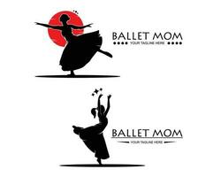 mamma vektor balett logotyp silhuett uppsättning samling