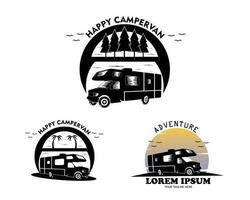 Camping Auto Logo Sammlung einstellen vektor