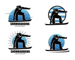 Snowboarden Silhouette Logo Sammlung einstellen vektor