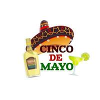 cinco de mayo mexikansk Semester tequila och sombrero vektor