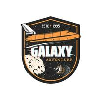 Raum Shuttle im Galaxis Vektor Emblem Raumfahrzeug