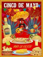 cinco de Mayo Vektor Mariachi Chili Pfeffer Poster