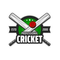 cricket sport team retro ikon med korsade fladdermöss vektor