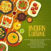 indisch Restaurant Speisekarte Abdeckung, würzen Gemüse Essen vektor
