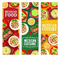 Mexikaner Küche Restaurant Geschirr und Mahlzeiten Banner vektor