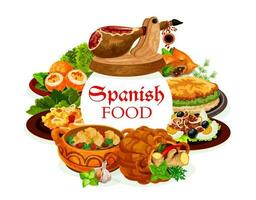 Spanisch Essen Geschirr von Meeresfrüchte, Fisch und Fleisch vektor