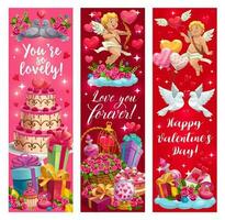 Erklärungen von Liebe, glücklich Valentinsgrüße Tag Karten vektor