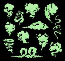 tecknad serie dålig grön lukt, stank, stank rök. vektor
