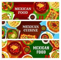 mexikansk kök banderoller, mat meny maträtter, måltider vektor