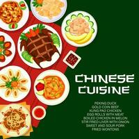 kinesisk kök mat maträtter, restaurang meny omslag vektor