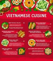 Vietnamesisch Küche Restaurant Mahlzeiten Speisekarte Vorlage vektor