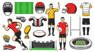 Rugby Sport Vektor Symbole. amerikanisch Fußball Zeichen