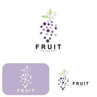 druva logotyp, bruka frukt vektor, färsk lila frukt design, druva produkt ikon, frukt affär vektor