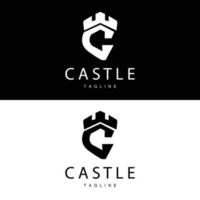 slott logotyp elegant lyx enkel design, kunglig slott vektor skydda, mall illustration ikon