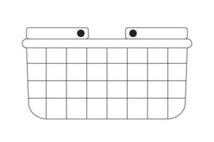 Draht Lebensmittelgeschäft Korb mit Griffe einfarbig eben Vektor Objekt. Einkaufen. editierbar schwarz und Weiß dünn Linie Symbol. einfach Karikatur Clip Kunst Stelle Illustration zum Netz Grafik Design und Animation