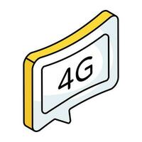 en platt design ikon av 4g nätverk vektor