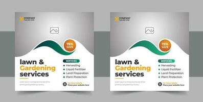 rasengarten oder landschaftsbau service social media post und web banner template design konzept vektor