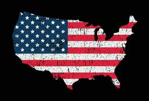 bedrövad USA flagga Karta. amerikan årgång flagga Karta vektor