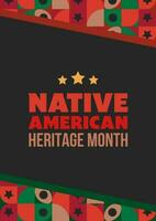 einheimisch amerikanisch Erbe Monat. Poster Design mit abstrakt Ornamente feiern einheimisch Indianer im Amerika. vektor